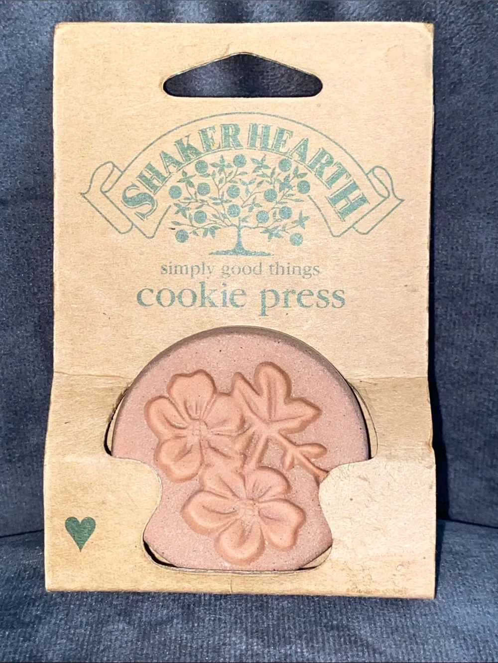 Vintage Shaker Hearth Terracotta Cookie Press Stamp Flower Floral Design 1996